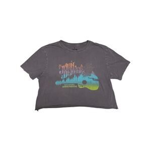 Wrangler John Denver Crop T Shirt Womens Large Gray Red Rocks Graphic Tee